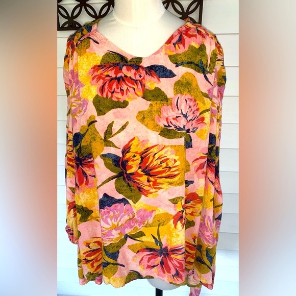 Women’s Terra & Sky long sleeve Boho Floral Blouse size 4XL Casual New With Tags - Picture 4 of 8